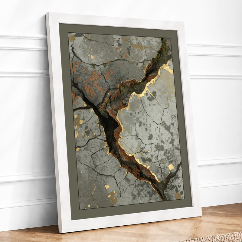 Weathered Stone Industrial - Framed Print, A4 - 29.7 x 21.0 cm, White