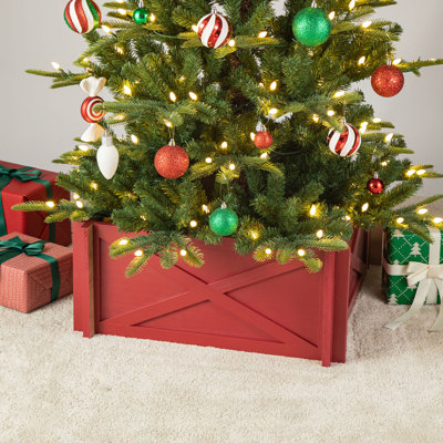  24.5"L Red Wooden Tree Collar (KD)