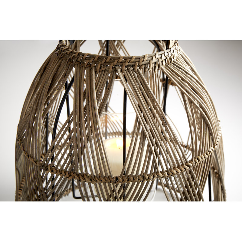 Clydesdale Wicker Tabletop Lantern, 20.75" H x 12" W x 12" D