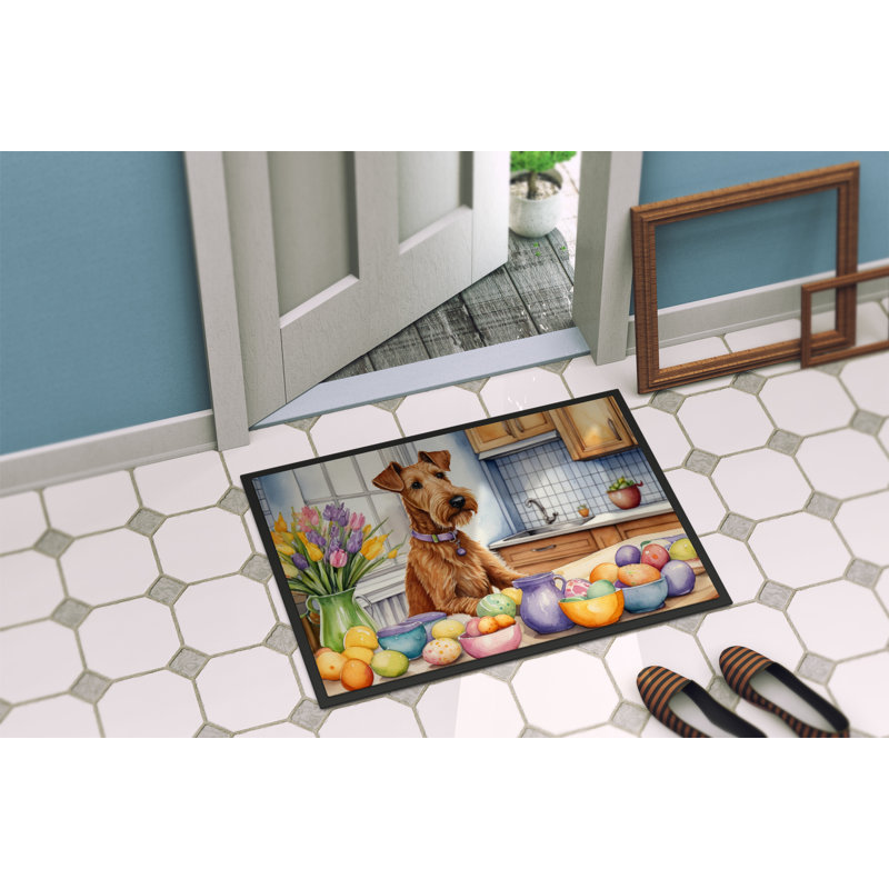 Decorating Easter Irish Terrier Doormat, 18" W x 27" L