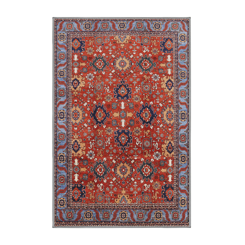Tapis oriental rouge et bleu, Rectangle 4 pi x 6 pi