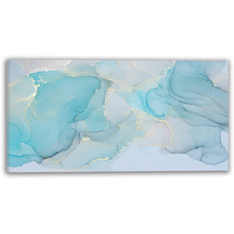«Aqua Dream», art mural sur toile abstraite, H 24 po x l 48 po x P 1,5 po
