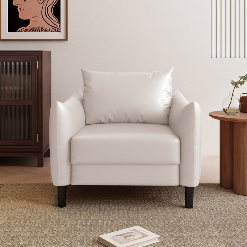 Fauteuil en similicuir de 36,61 po de largeur Delana, Blanc