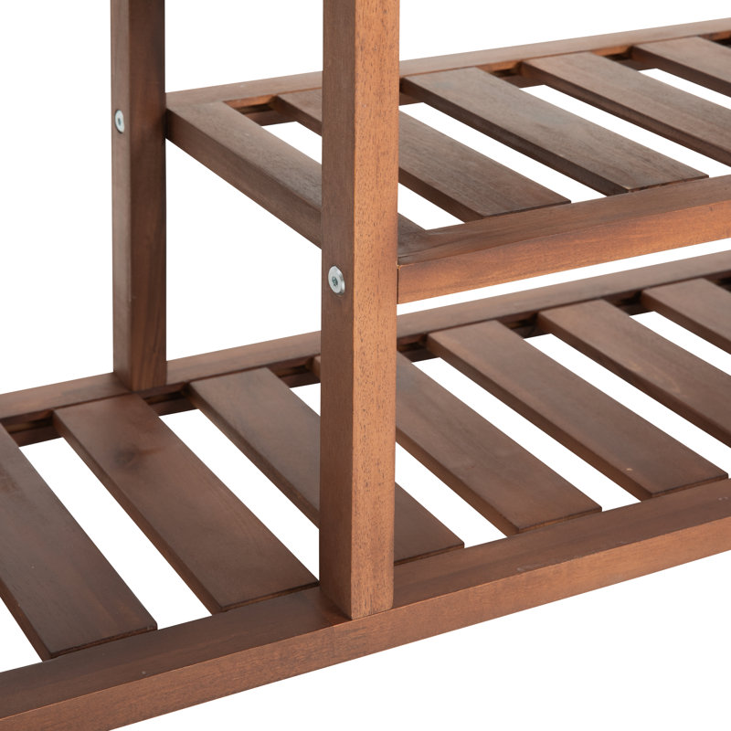 Banc de rangement pour chaussures en bois massif avec coussin, Bois espresso