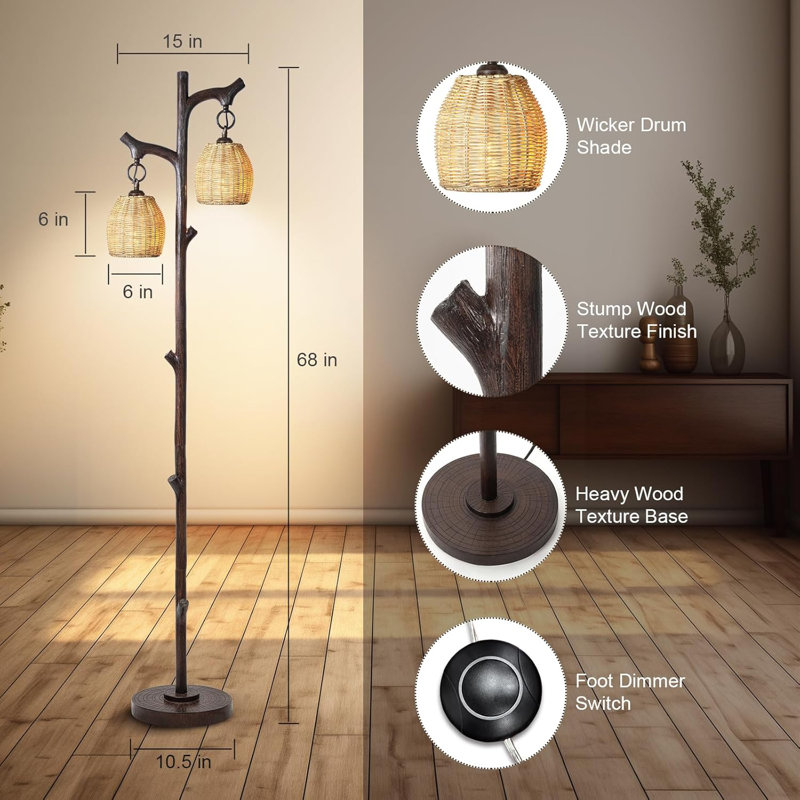 Farmhouse Tree Trunk Floor Lamp