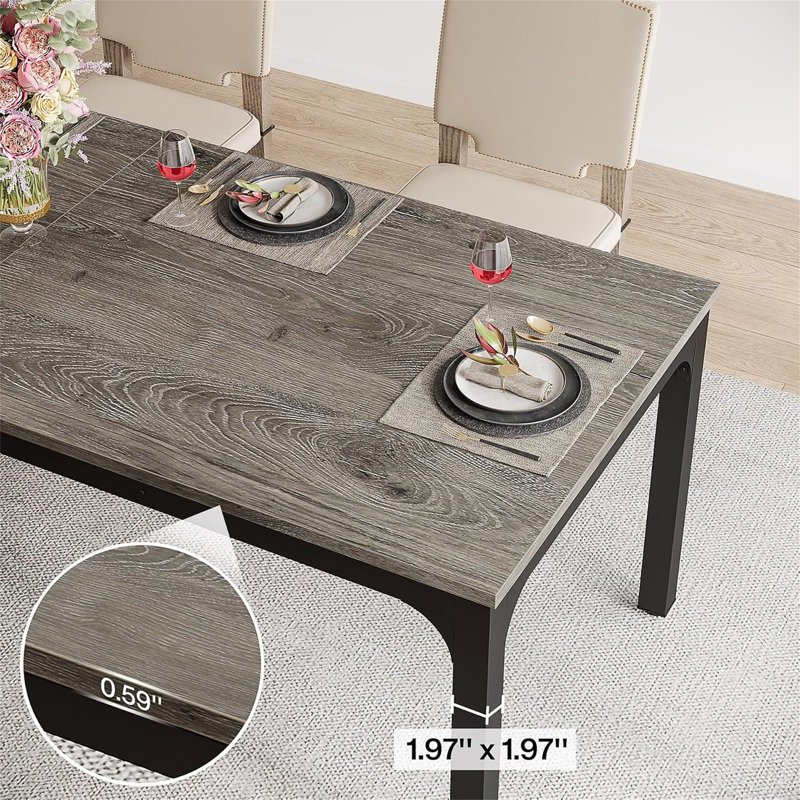Lamekia Metal Base Dining Table, Black, Gray