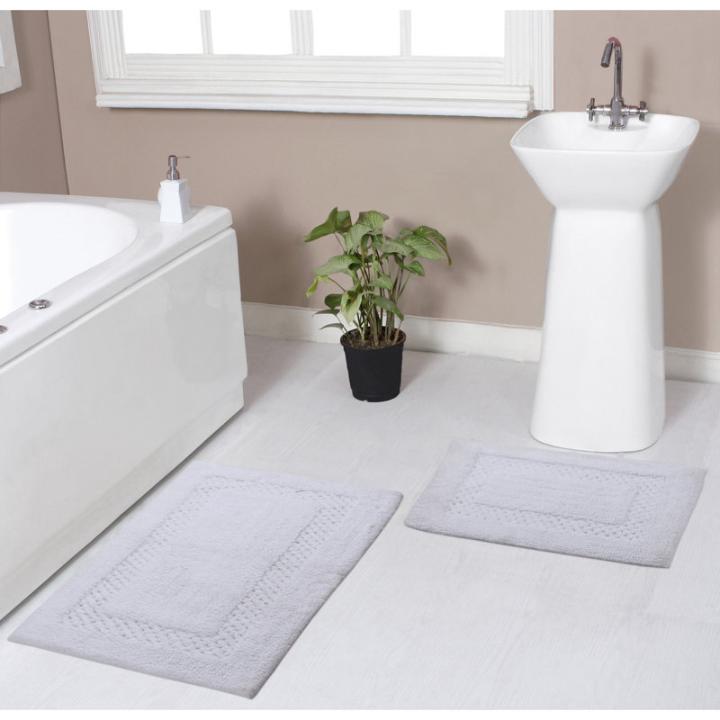 Tapis de bain 100% coton Classy Bathmat Collection (ensemble de 2), Blanc