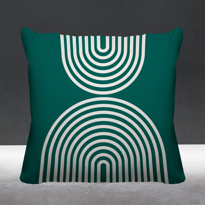 Coussin décoratif intérieur / extérieur Hali, L 15 po x H 15 po, Émeraude