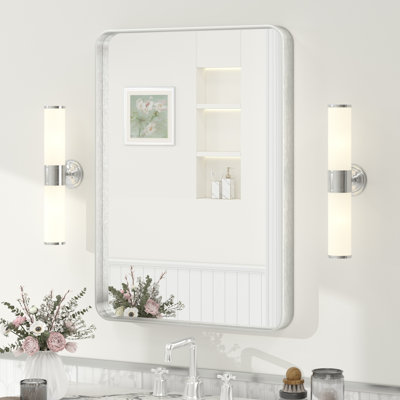 Miroir de salle de bain mural en verre trempé et métal Molly