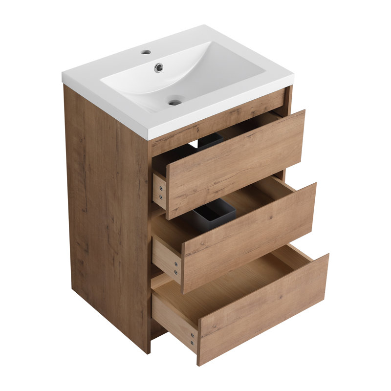 Meuble-lavabo autoportant de 24 po avec tiroirs à fermeture en douceur