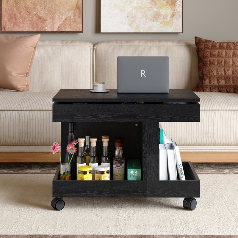 360°Rotating End Table with Wheels