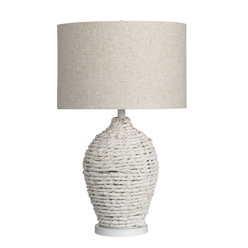 29.5" Metal Table Lamp With Oatmeal Shade