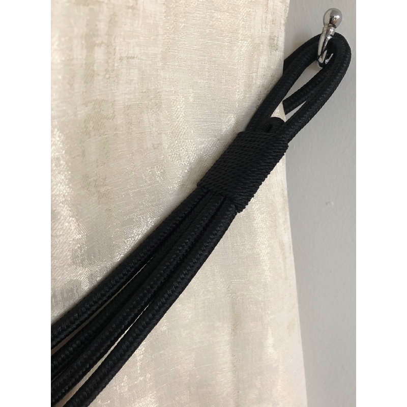 Lily Single Rope Curtain Tieback, Black
