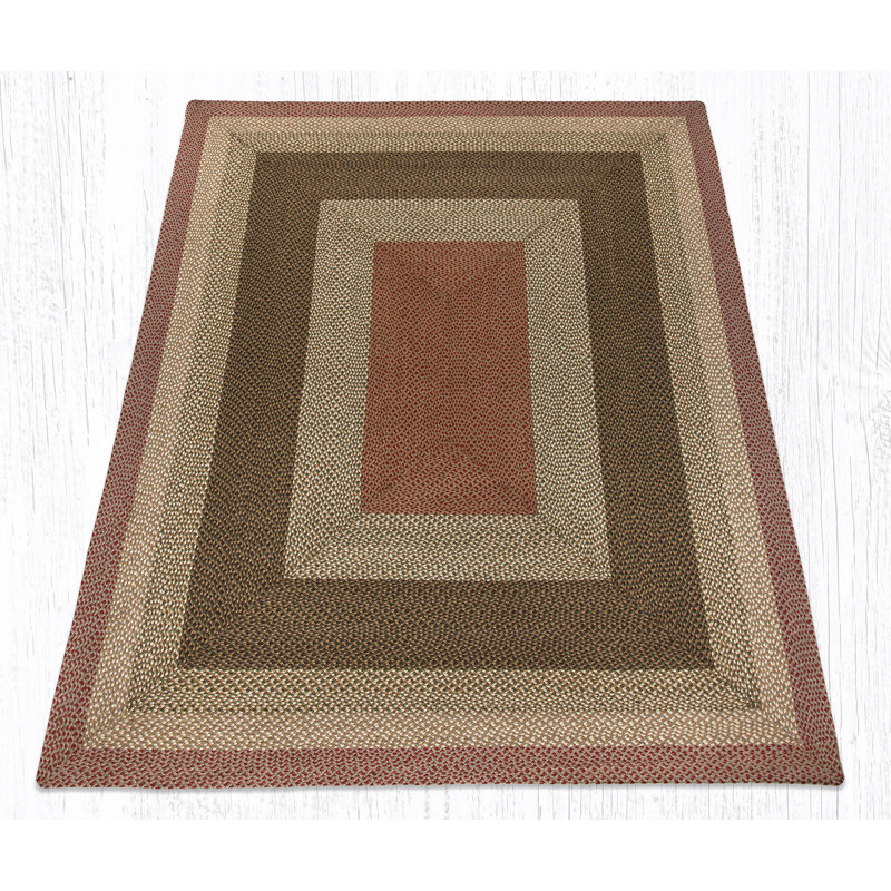 Earth Rugs Olive/ Burgundy/ Gray Oblong Braided Jute Rug – Rustic Farmhouse Handcrafted Accent Rug for Kitchen or Hallway