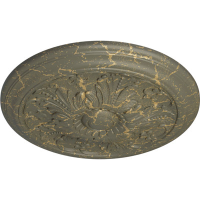 Médaillon de plafond Endurathane Munich, DE 17 1/2 po x P 3 5/8 po x P 1 po (convient aux auvents jusqu'à 5 5/8 po), finition craquelée d'hamamélis peinte à la main