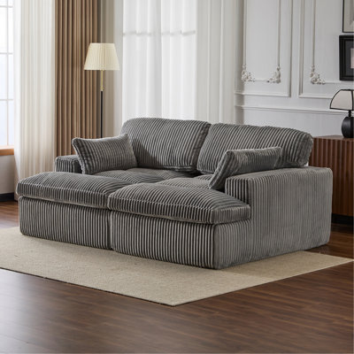 Double Chaise Lounge Chair Indoor,Oversized Upholstered Sleeper Cloud Couch,Deep Seat Luxury Sofa Bed,Sectional Sofa Chaise Love-Seat,Corduroy Boneless Reading Chair For Living Room,No Assembly Required