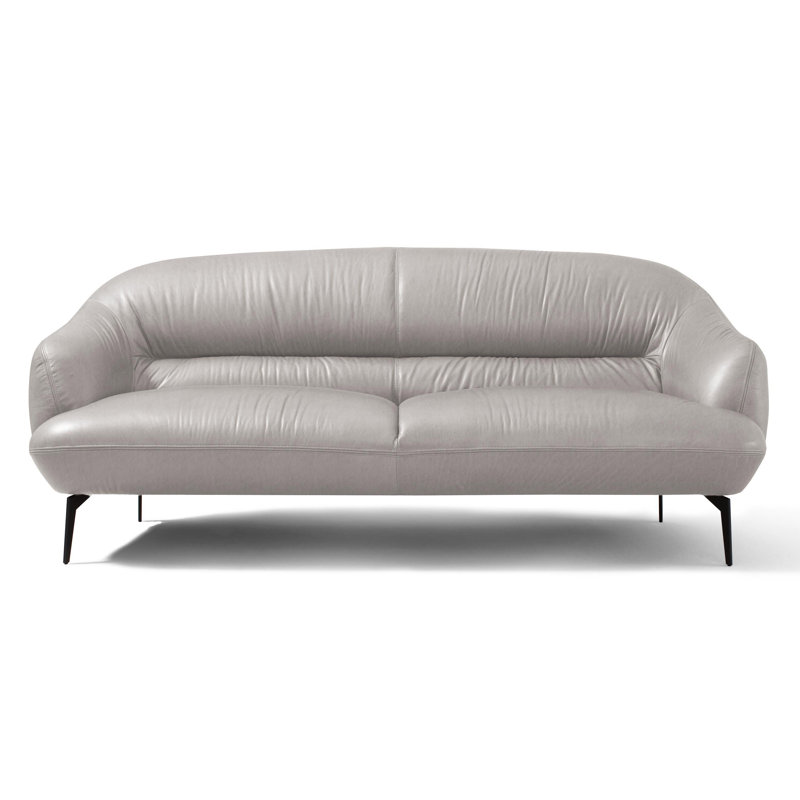 Canapé en cuir véritable 88,5 po Layla, Cuir véritable gris perle