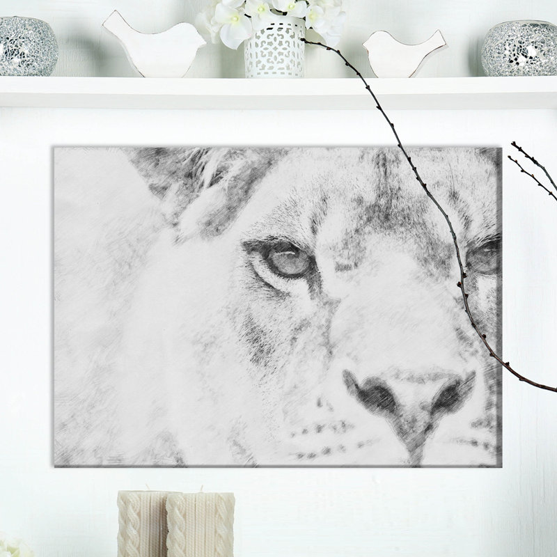 «Black and White Lion», reproduction d'art sur toile tendue, H 20 po x l 20 po x P 1 po