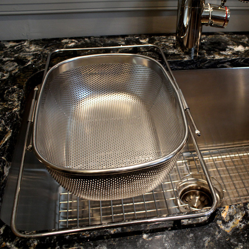 Silver Stainless Steel Over The Sink Extendable Colander Strainer