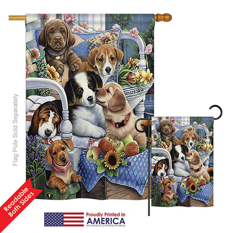 « country pup nature animaux », polyester de 2 côtés 40 x 28 po ensemble de drapeau