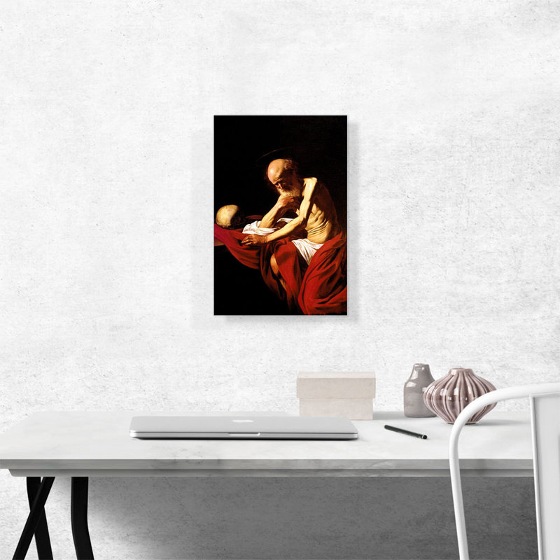 Saint-Jerome en méditation - 1606, H 18 po x l 12 po x P 0,75 po