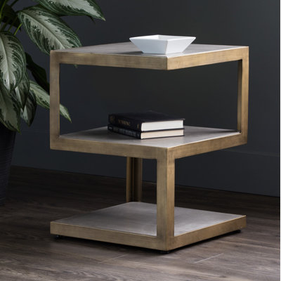 Pettis Stone Top End Table - Gold