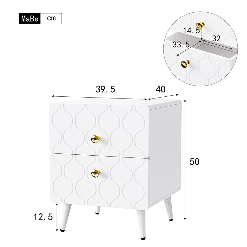 Jakayla 39.5cm W Manufactured Wood Bedside Table