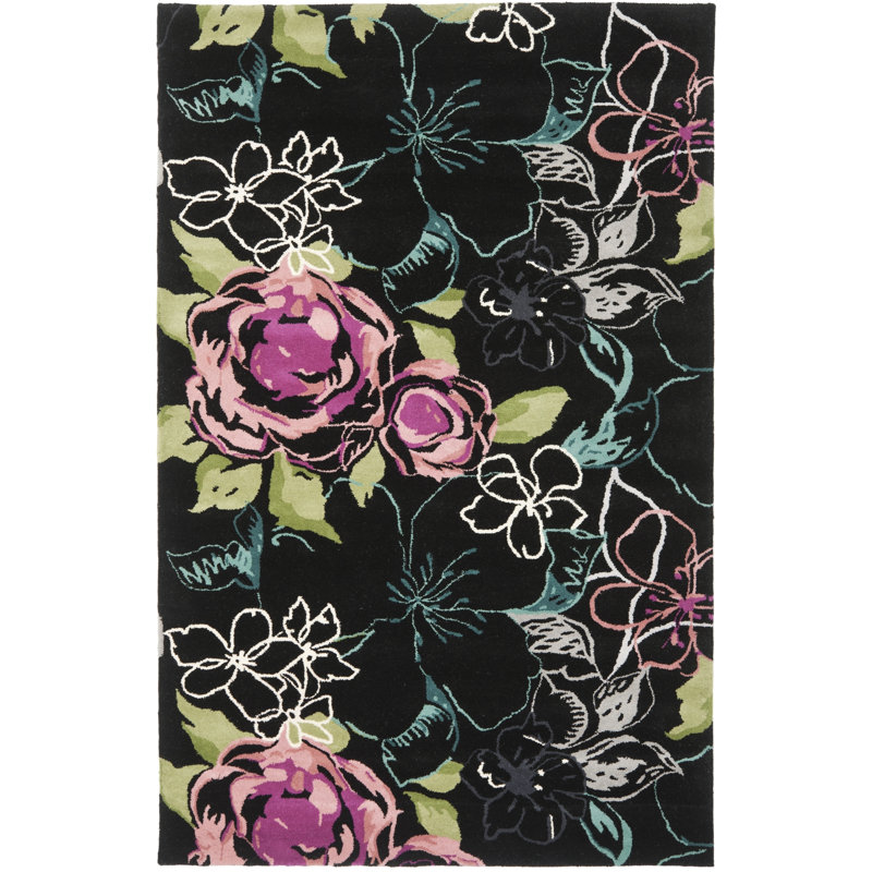 Matthews Hand Tufted Wool Floral Rug, Rectangle 4' x 6'