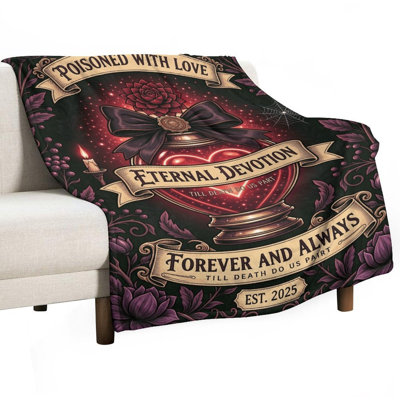 Jeté en flanelle de luxe Poisonné avec amour_1, couverture douce et chaude pour le canapé-lit du salon
