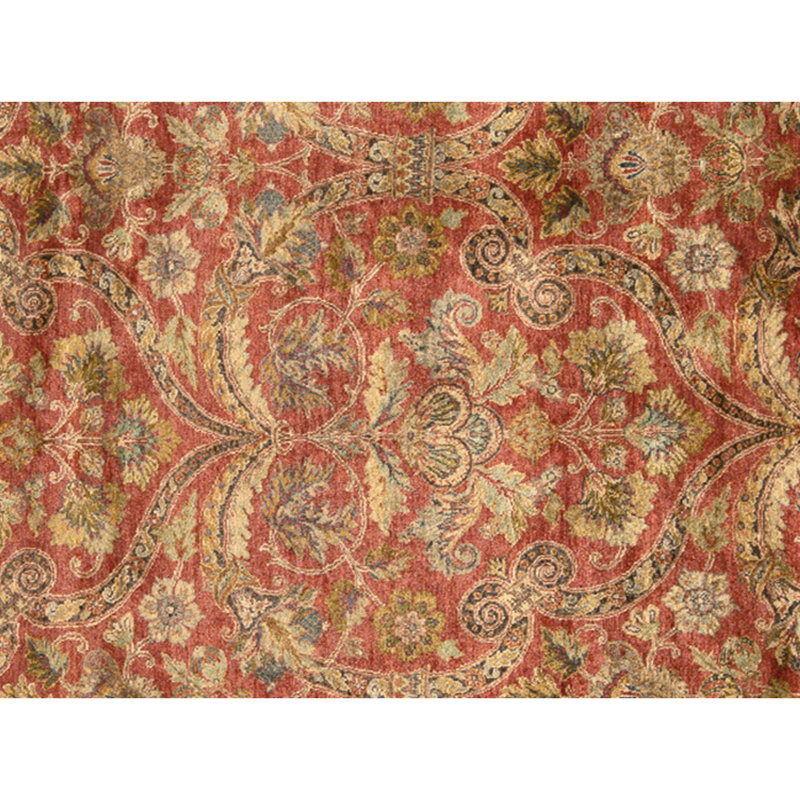Tapis rouge et bleu noué à la main de haute qualité