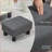Ottoman Small Foot Rest with Linen Upholstery, Wood Frame, Charcoal Gray for Living Room | Wood | Black-668471317