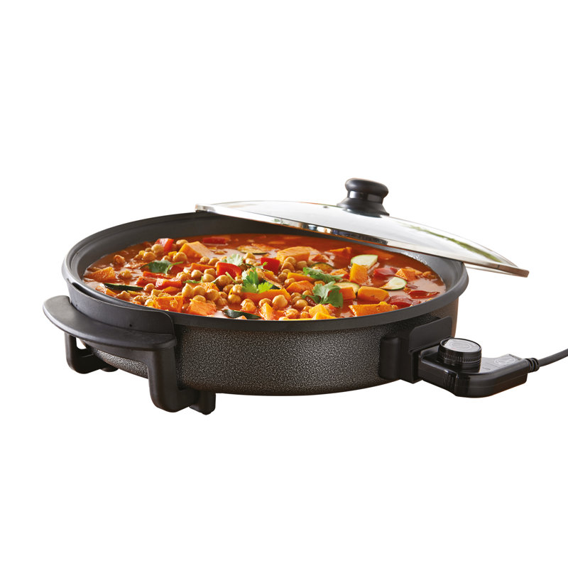 Quest 30cm Ceramic Non Stick Electric Skillet with Glass Lid
