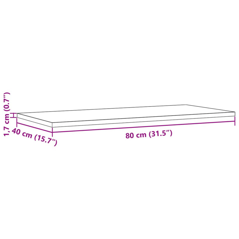  Ensemble de 2 plateaux de table en bois de pin massif naturel, H 0,7 po x l 31,5 po x P 15,7 po