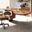 Nut-brown+Black+Clear Curved Solid Wood+Iron+Acrylic desks-107506939