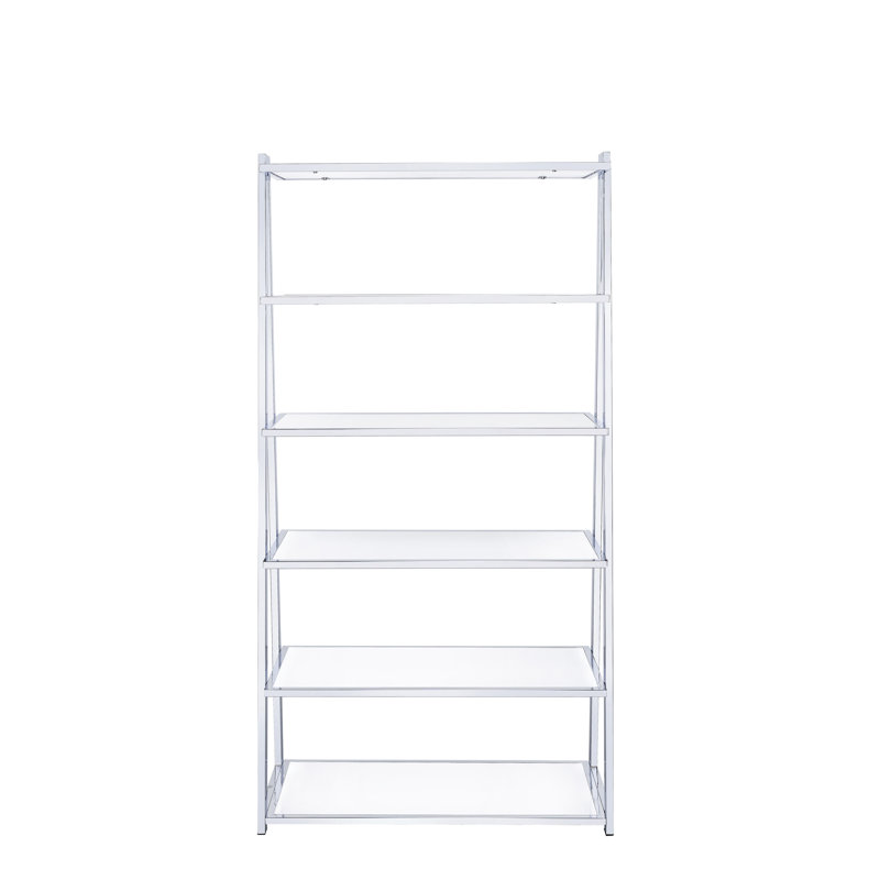 Bibliothèque rectangulaire avec tablettes ultrabrillantes - 6 tablettes de rangement, limite de poids de 10 lb par