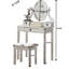 Élégante coiffeuse en bois blanc et tabouret rembourré avec 3 tiroirs de rangement-1546473006