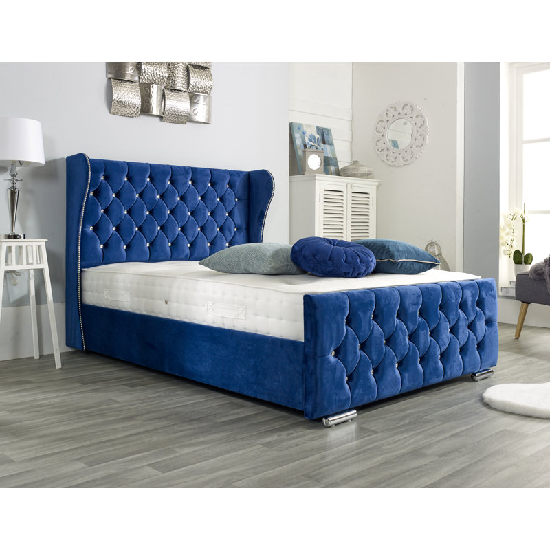 Lamberton Upholstered Bed Frame, Double (4'6), Blue