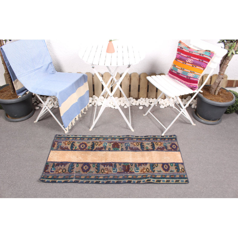 Tapis rétro patchwork turc - idéal pour les cuisines et les entrées, cadeau pour la maison 2651