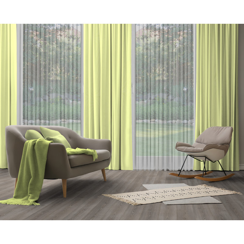 Uni Collection Light 100% Cotton Opaque Pinch Pleat Single Curtain Panel, 142cm wide x 295cm high, Green