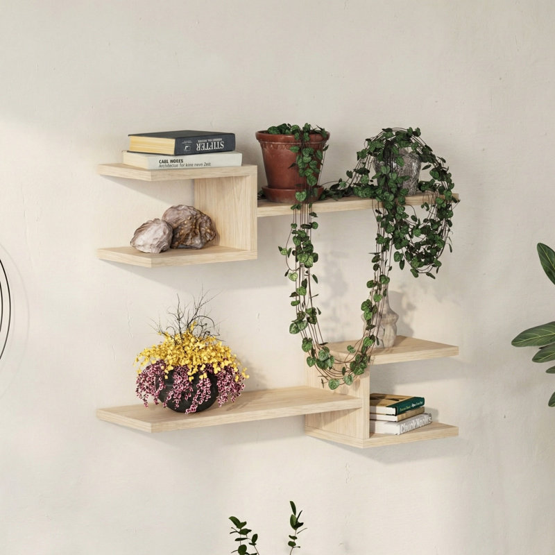 Modern Floating Wall Shelves, Sonoma Oak