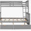 Lit simple avec escalier et deux tiroirs de rangement (gris)-1733562759