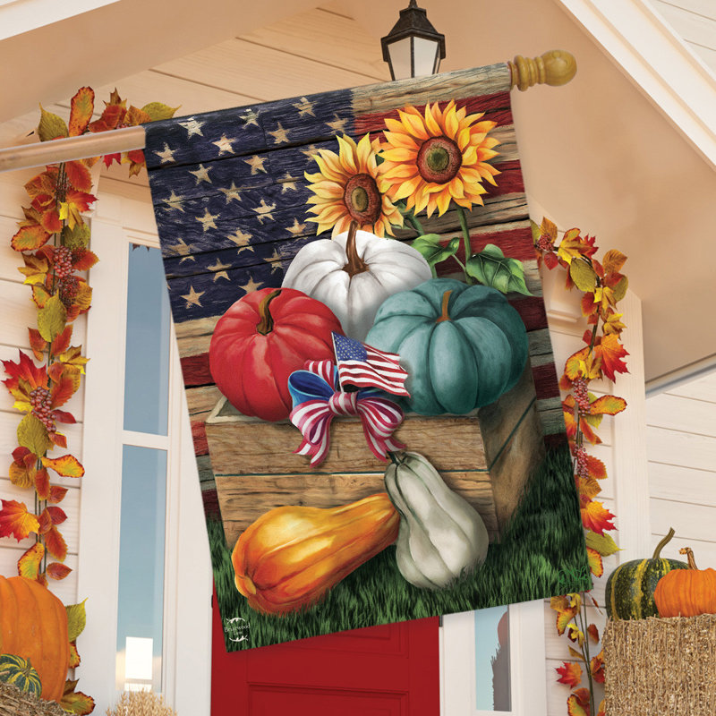 Drapeau de maison d'automne patriotique citrouilles
