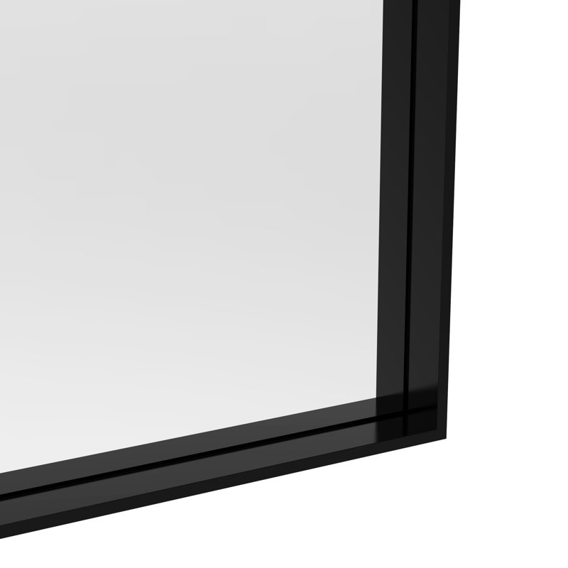 Miroir mural noir surdimensionné avec cadre en aluminium, 72 po x 48 po, corps entier, convient à la chambre à coucher et à la salle de maquillage, mesure de la qualité stricte en pouces, suspension horizontale verticale, plusieurs pièces,