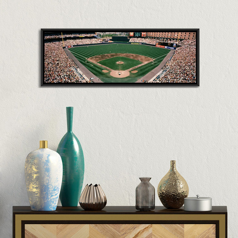 Camden Yards Baseball Field Baltimore MD par Panorami Images - impression, H 9 po x l 12 po x P 36 po, Toile avec cadre noir