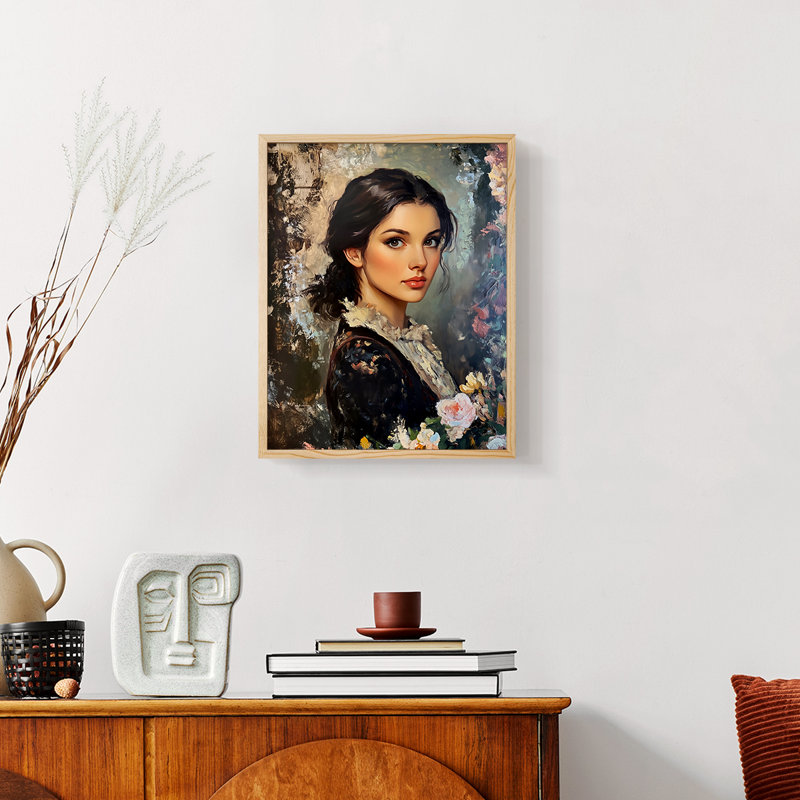 WOMEN Series CXCV III - reproduction encadrée de qualité supérieure - prête à être accrochée - aucun clou requis, Naturel