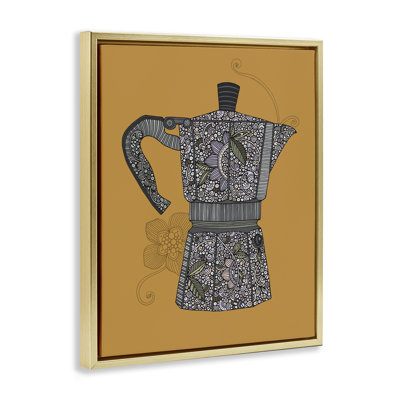 "Moka Pot Coffee", art mural encadré sur toile flottante par Valentina Harper