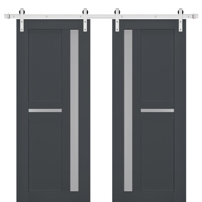 Veregio Frosted Glass Panelled Wood Barn Doors