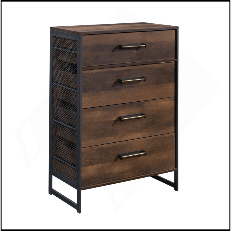 Commode 4 tiroirs, finition brune