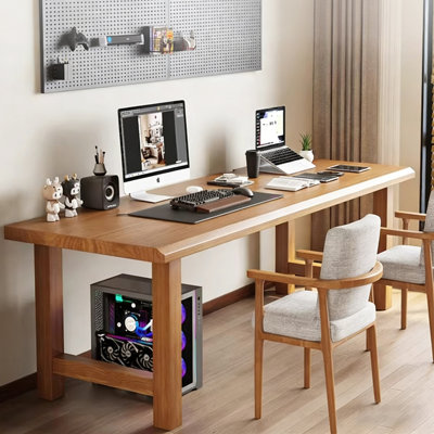 Bureau rectangulaire en bois massif Burlywood
