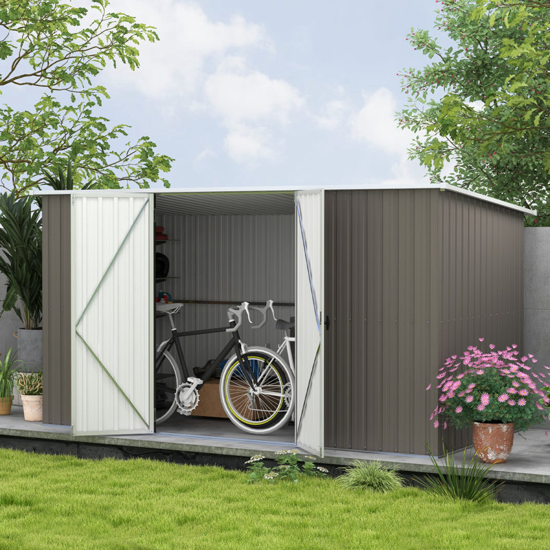 11 ft. H x 6 ft. D Metal Tool Shed, Light Gray